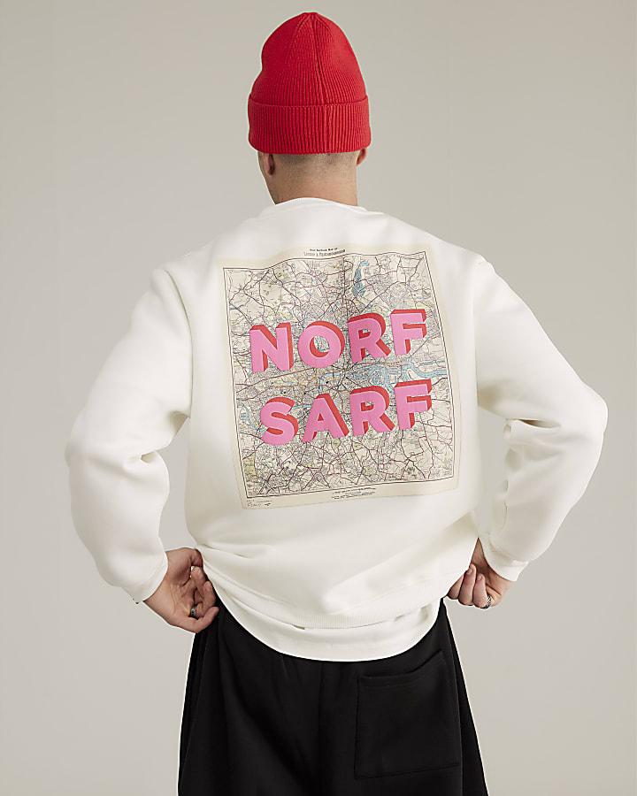 River Island Real Hackney Dave Cream Norf Sarf Sweatshirt