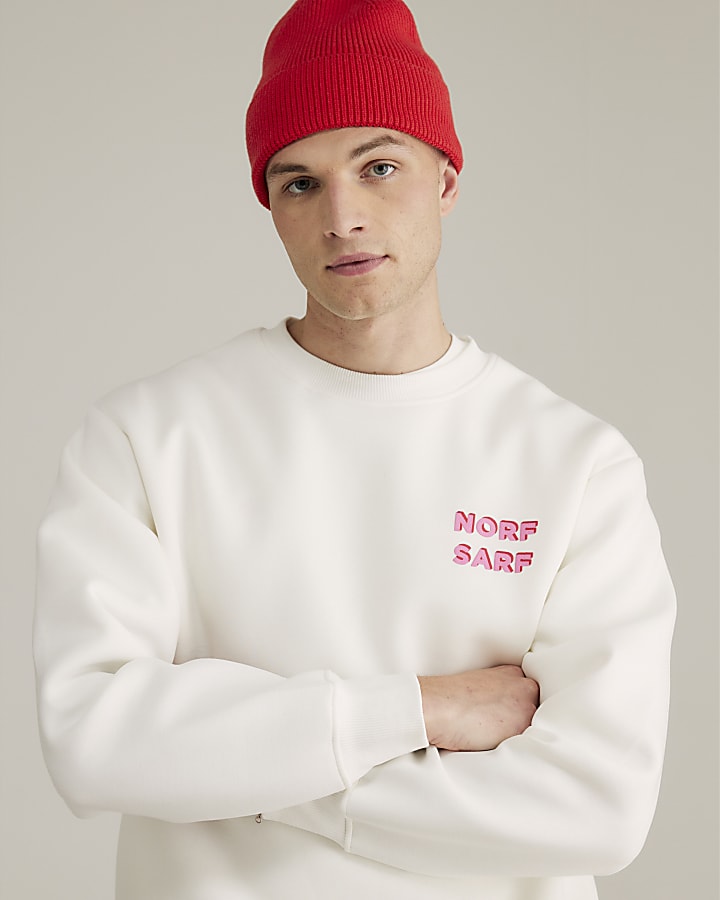 River Island Real Hackney Dave Cream Norf Sarf Sweatshirt