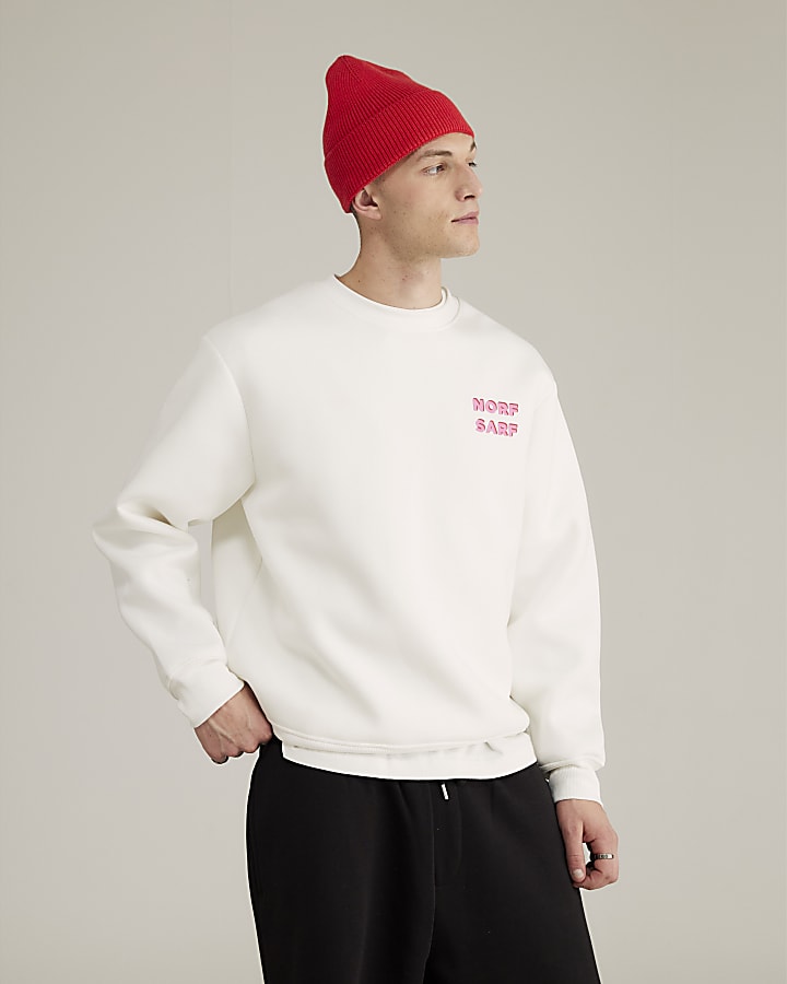 River Island Real Hackney Dave Cream Norf Sarf Sweatshirt