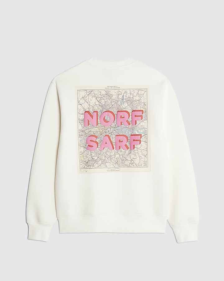 river island Real Hackney Dave Cream Norf Sarf Sweatshirt