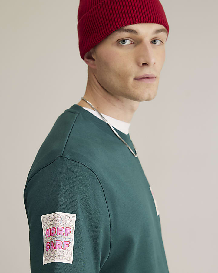 River Island Real Hackney Dave Green Floral T-shirt