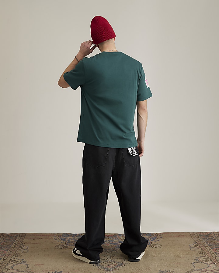 River Island Real Hackney Dave Green Floral T-shirt