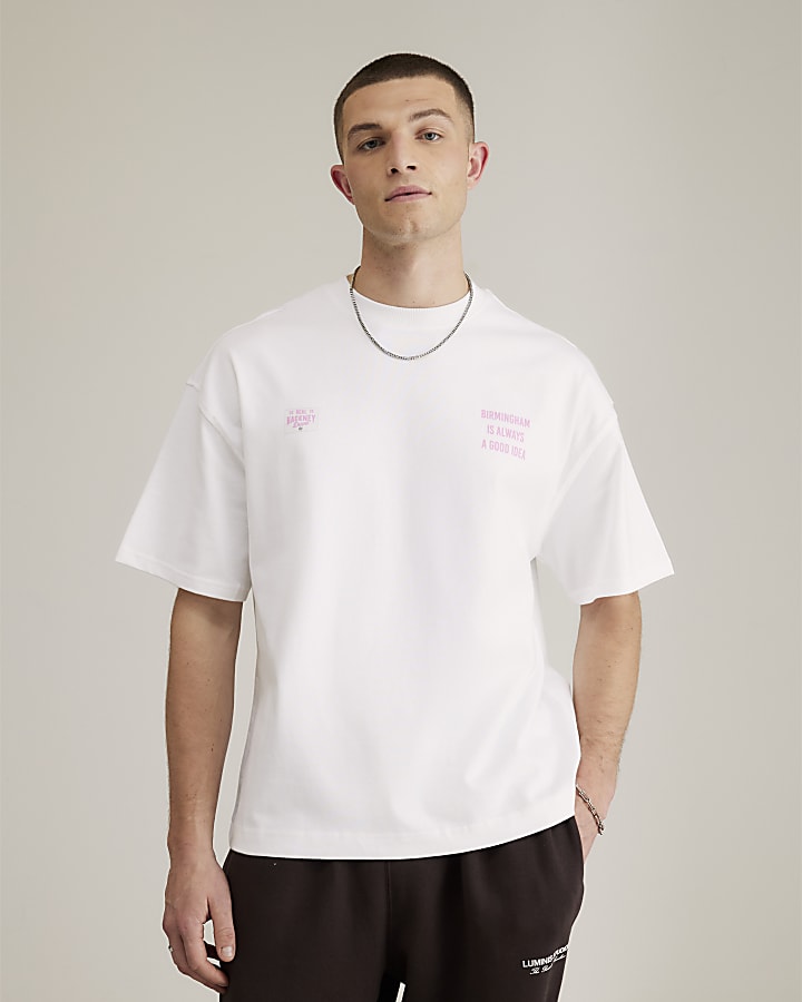 River Island Real Hackney Dave White Birmingham T-Shirt