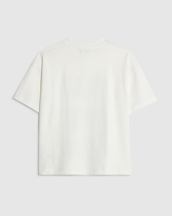 River Island Real Hackney Dave White Boys Fun T-Shirt