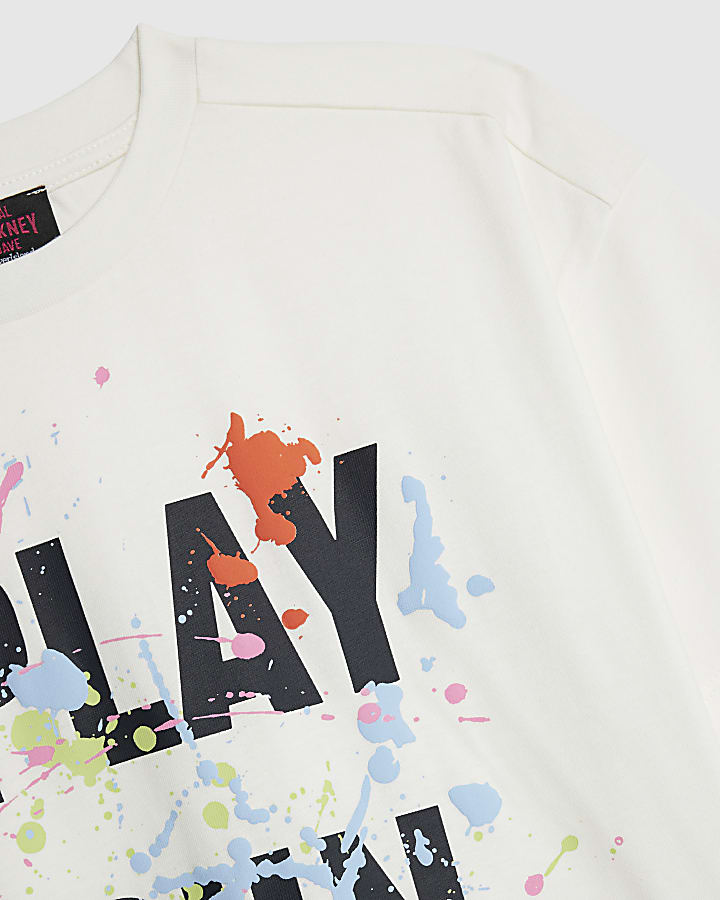 River Island Real Hackney Dave White Boys Fun T-Shirt