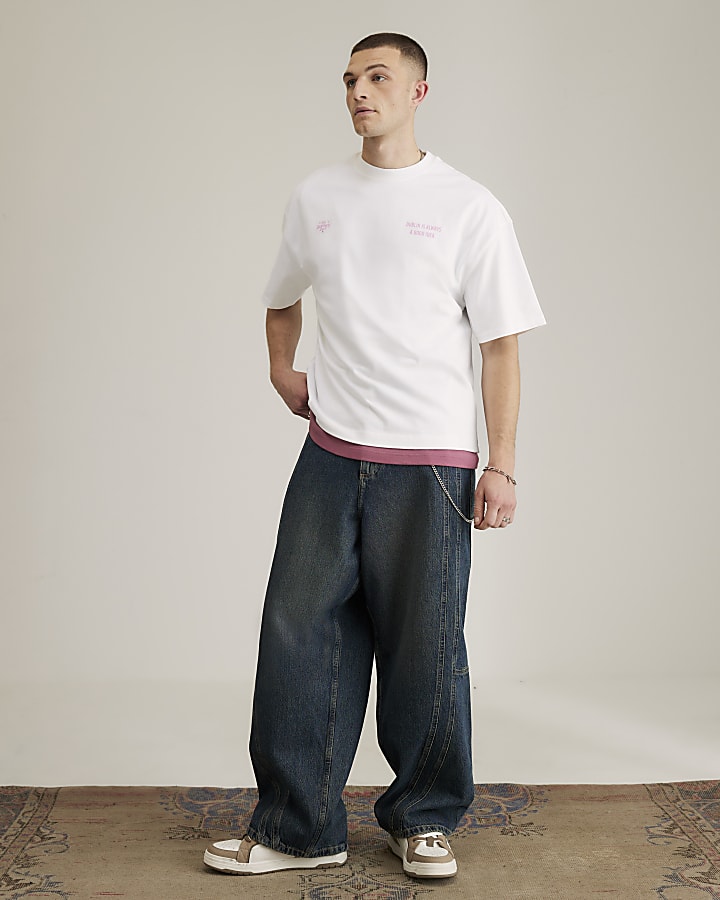 River Island Real Hackney Dave White Dublin T-Shirt