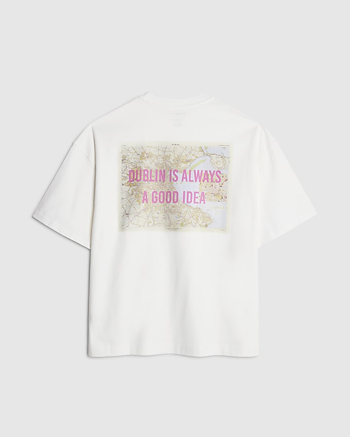 river island Real Hackney Dave White Dublin T-Shirt