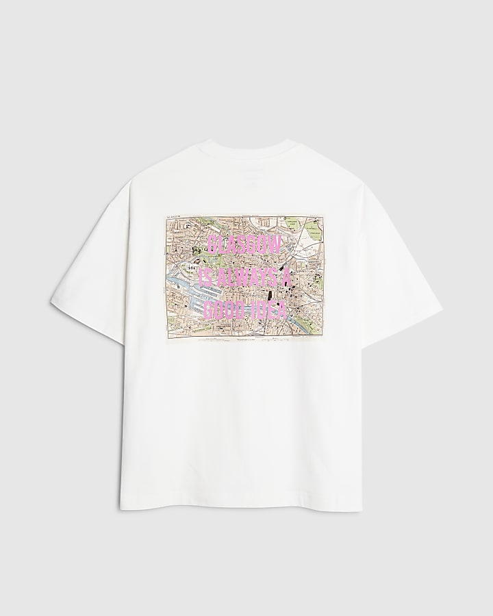 river island Real Hackney Dave White Glasgow T-Shirt