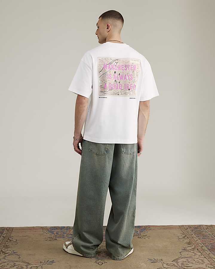 River Island Real Hackney Dave White Manchester T-Shirt