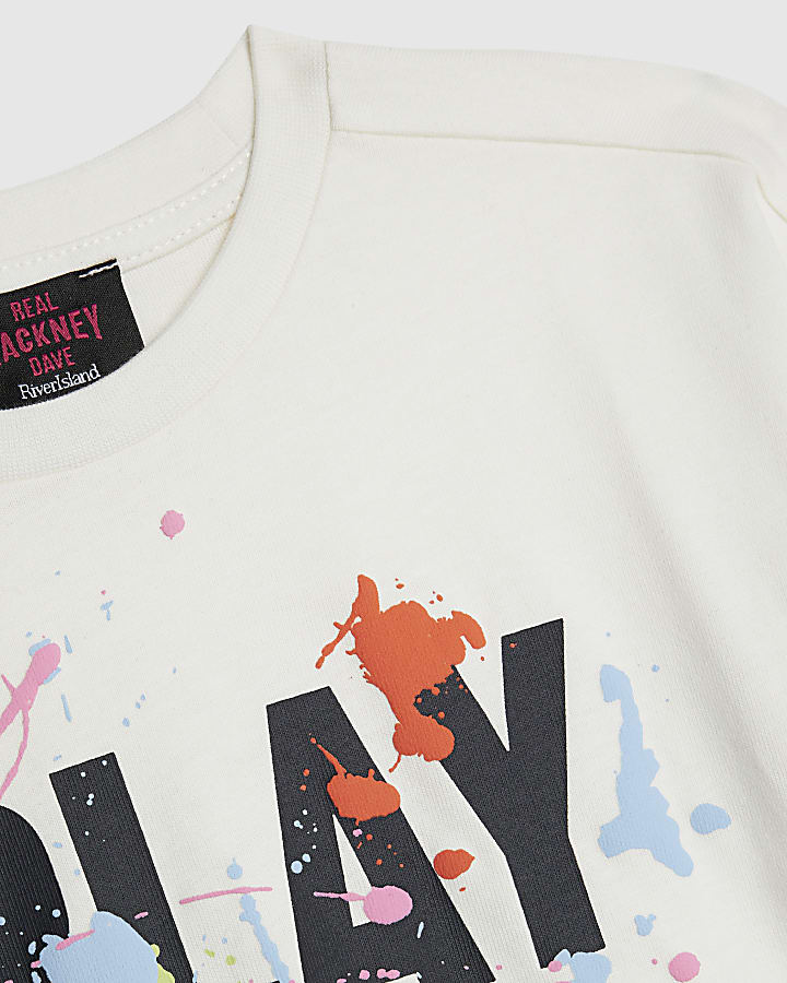 River Island Real Hackney Dave White Mini Fun T-Shirt