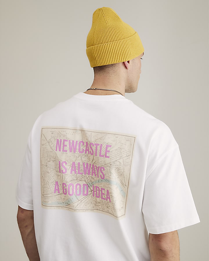 River Island Real Hackney Dave White Newcastle T-Shirt