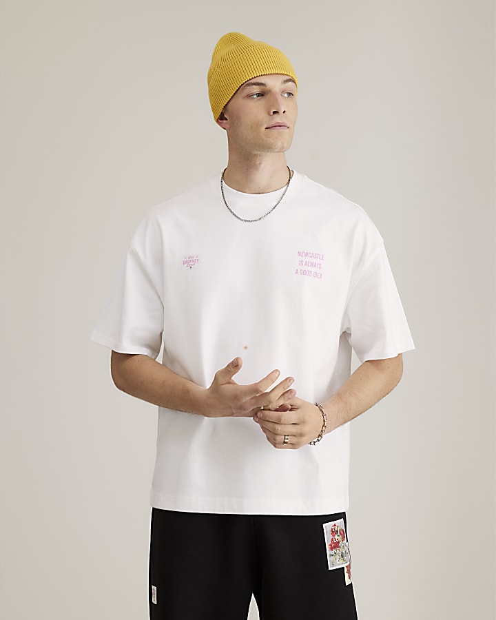 River Island Real Hackney Dave White Newcastle T-Shirt