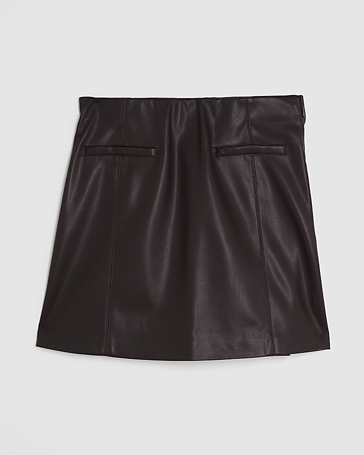 river island Red Faux Leather Pocket Detail Mini Skirt