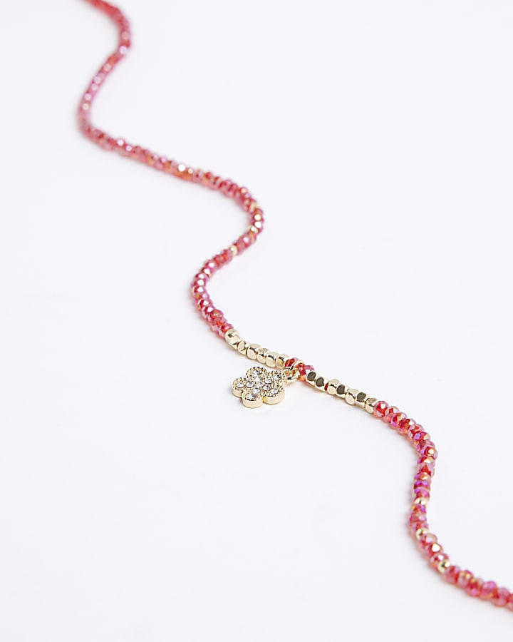 River Island Red January Birthstone Beaded Necklace