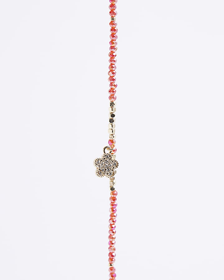 River Island Red January Birthstone Beaded Necklace