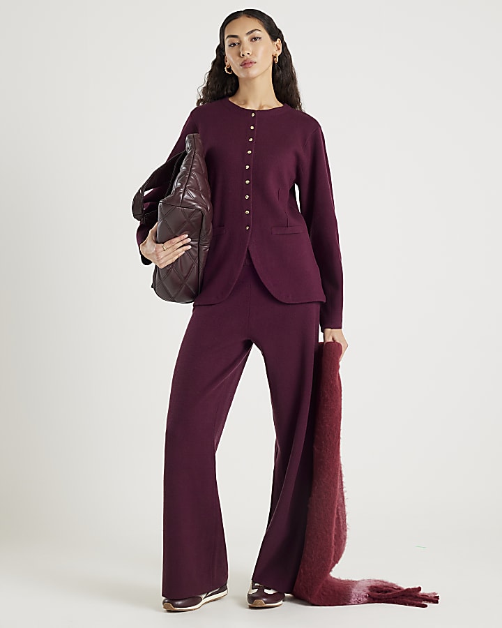 River Island Red Knit Long Sleeve Structured Cardigan