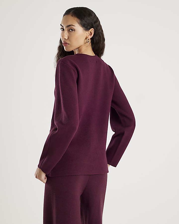 River Island Red Knit Long Sleeve Structured Cardigan