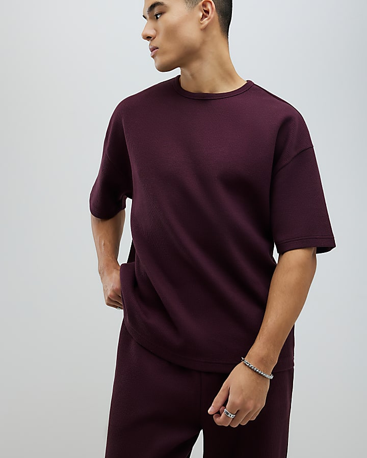 River Island Red Oversized Fit T-Shirt And Joggers Set