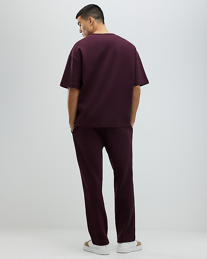 River Island Red Oversized Fit T-Shirt And Joggers Set