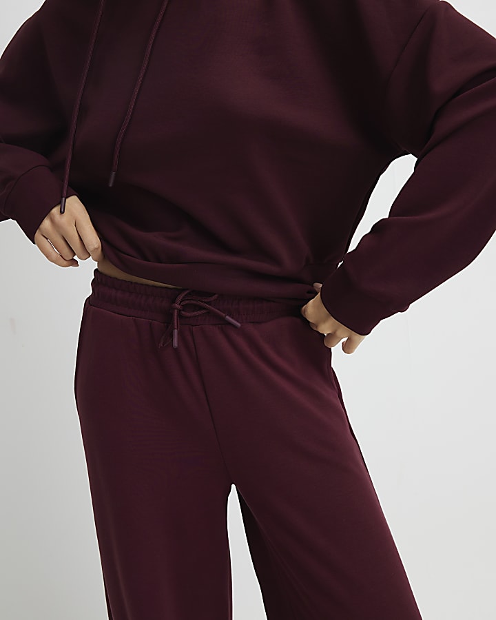 River Island Red Premium High Waisted Wide Leg Joggers