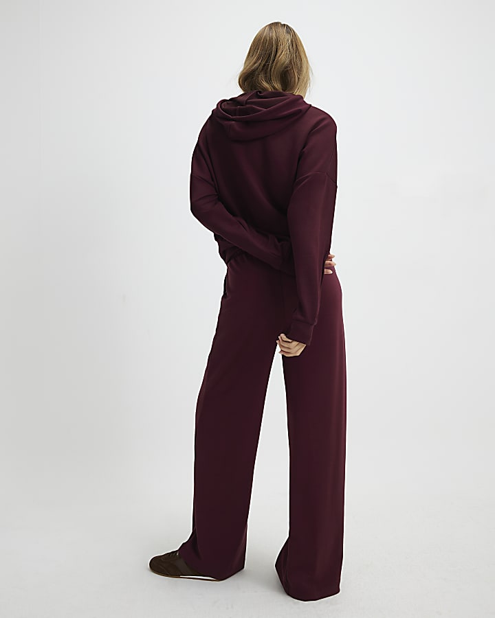 River Island Red Premium High Waisted Wide Leg Joggers