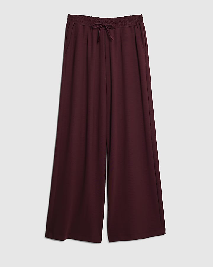 river island Red Premium High Waisted Wide Leg Joggers