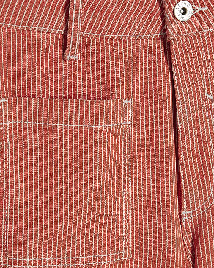 River Island Red Relaxed Flared Leg Pinstripe Jeans