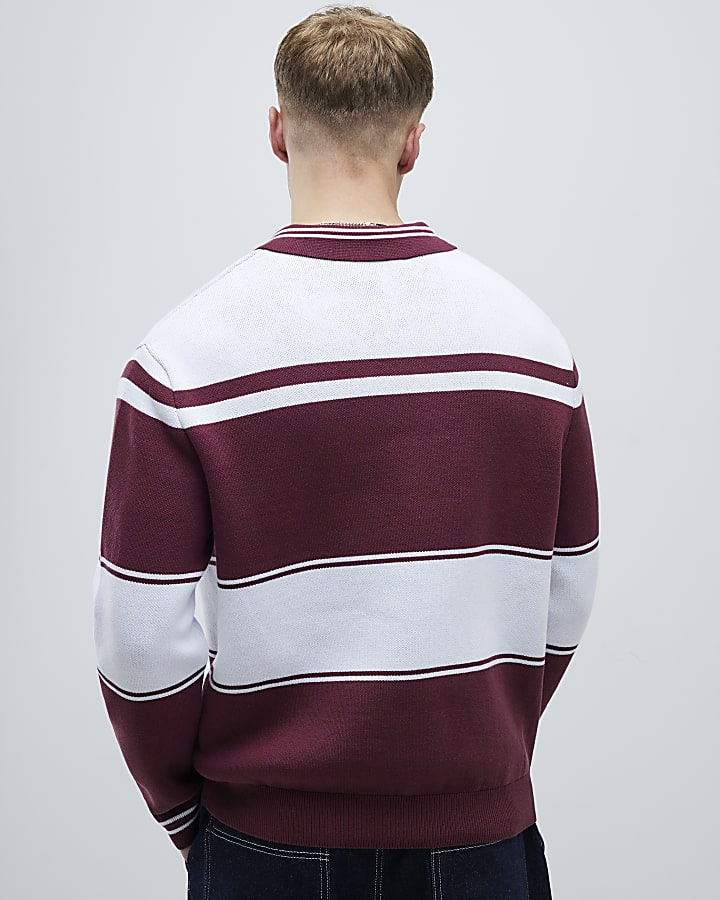 River Island Red Saint Antoine Colour Block Polo Shirt