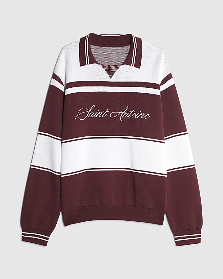 river island Red Saint Antoine Colour Block Polo Shirt