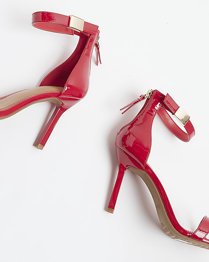 river island Red wide fit patent clasp heeled sandals