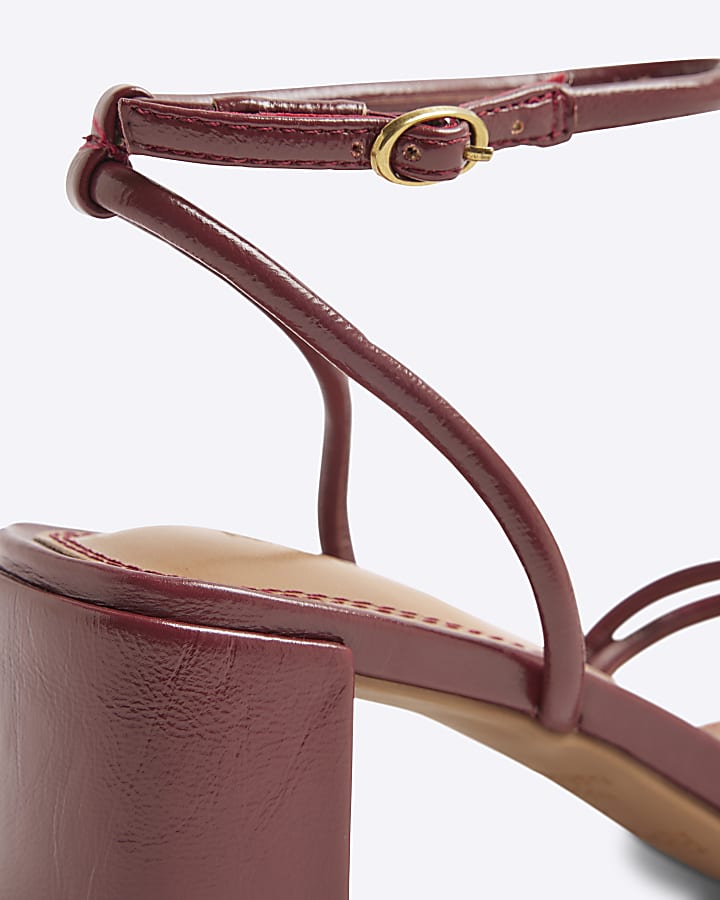 river island Red Wide Fit Strappy Block Heel Sandals