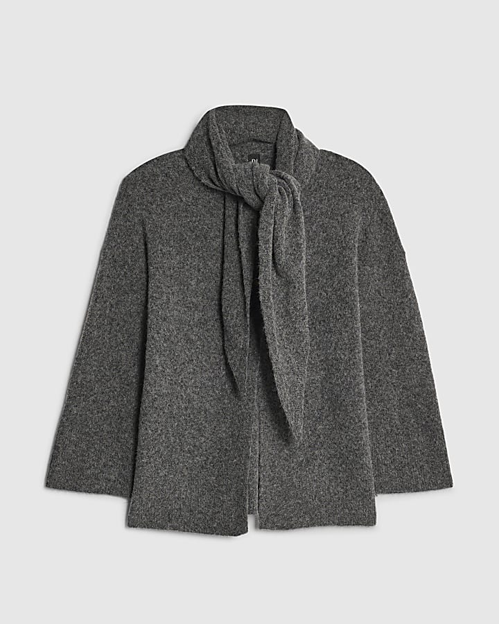 river island RI Studio Grey Scarf Alpaca Blend Cardigan