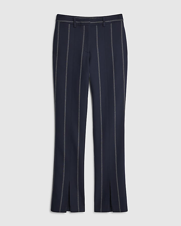 river island RI Studio Navy Slim leg Stripe Trousers