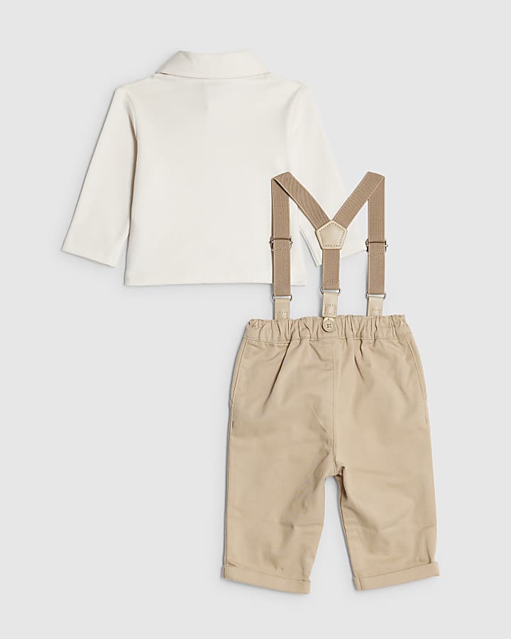 River Island Baby Boys Beige Gingerbread Dungarees