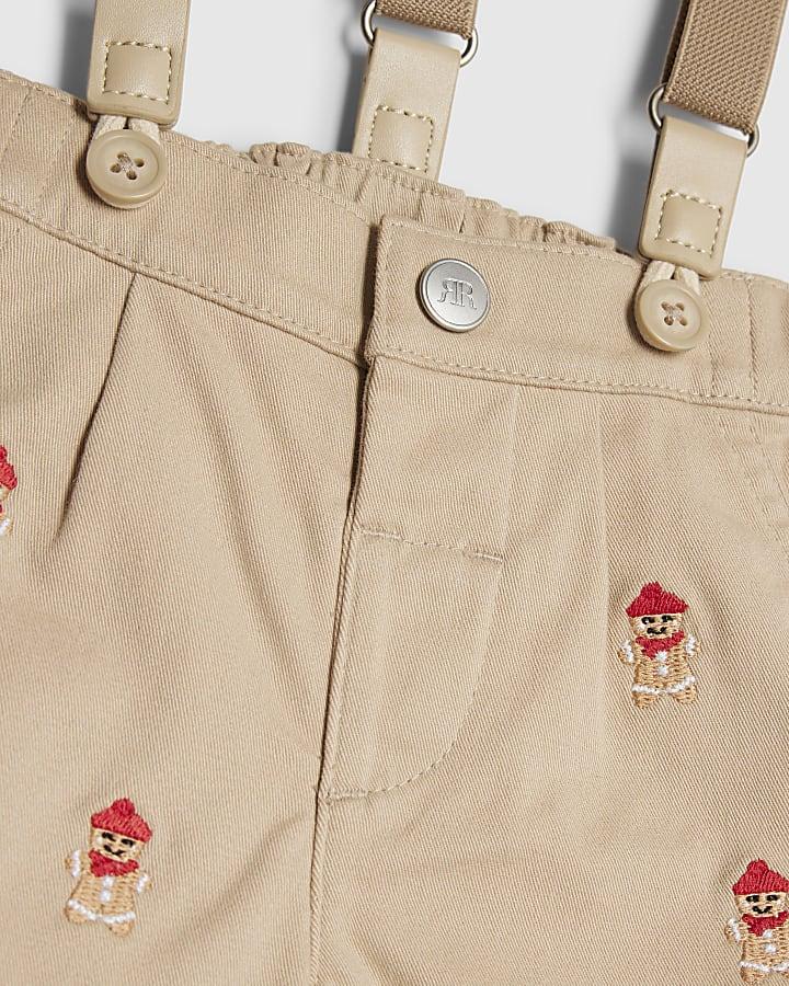 river island Baby Boys Beige Gingerbread Dungarees