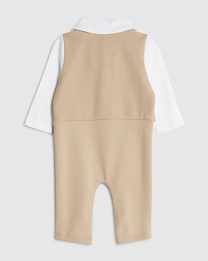 River Island Baby Boys Beige Waistcoat Set
