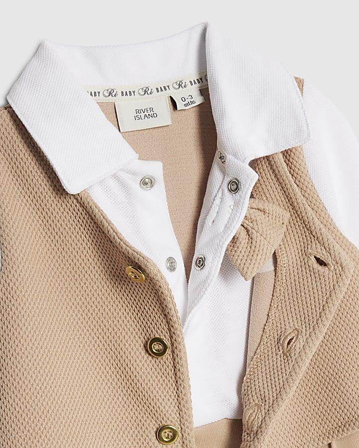 River Island Baby Boys Beige Waistcoat Set