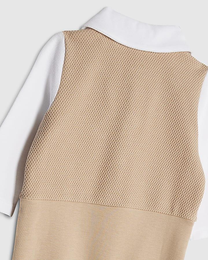 river island Baby Boys Beige Waistcoat Set