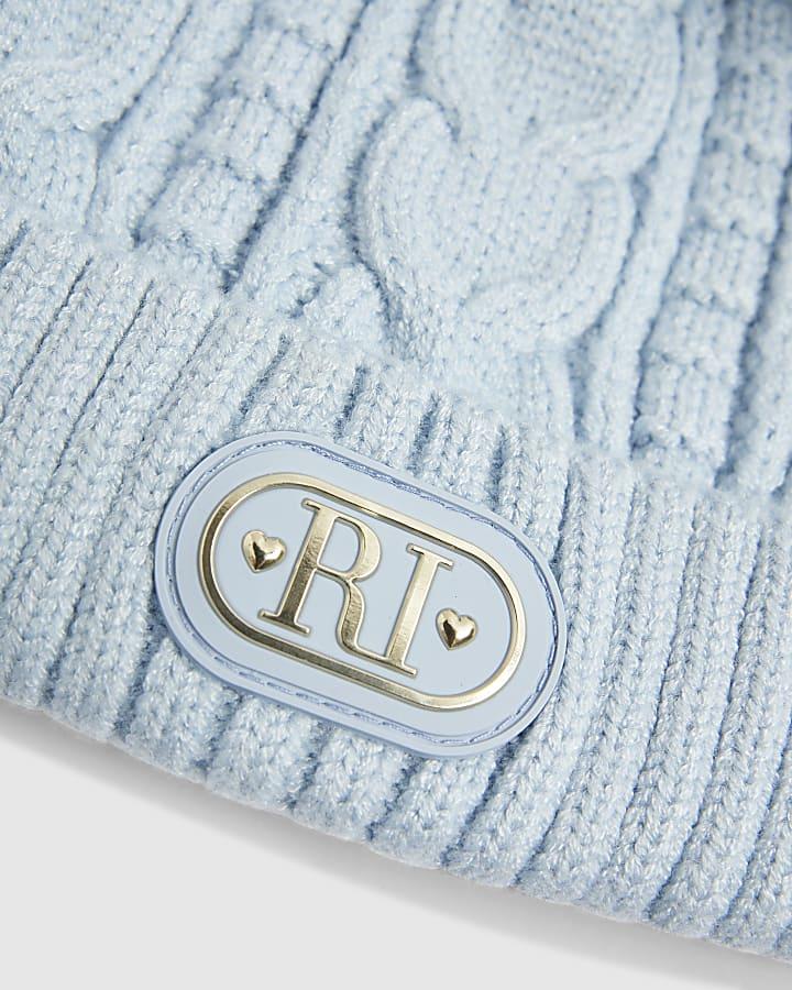 River Island Baby Boys Blue Double Pom Beanie Hat