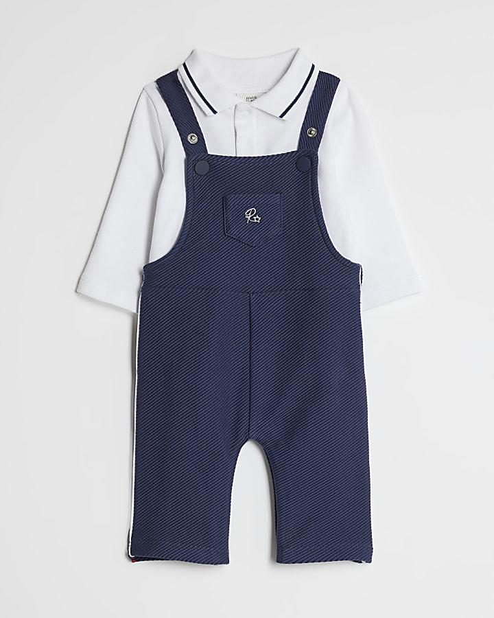River Island Baby Boys Navy Dungaree Outfit