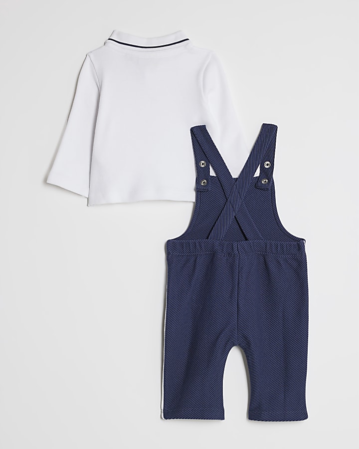 River Island Baby Boys Navy Dungaree Outfit