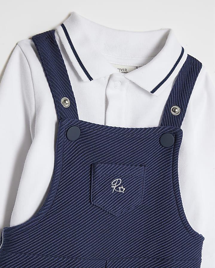 River Island Baby Boys Navy Dungaree Outfit