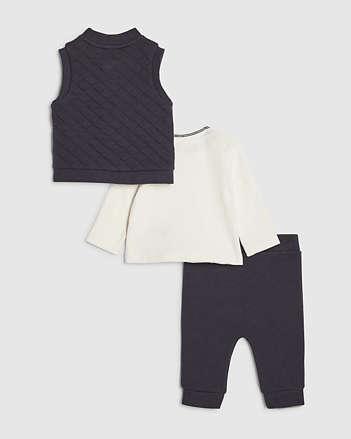 River Island Baby Boys Navy Quilted Gilet Set