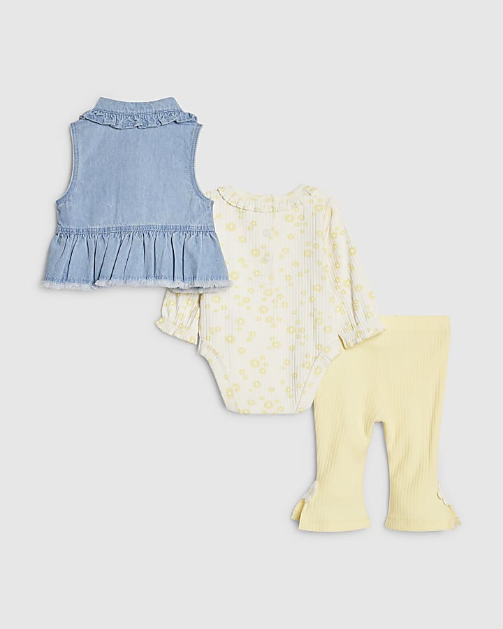 River Island Baby Girls Blue Daisy Gilet Set