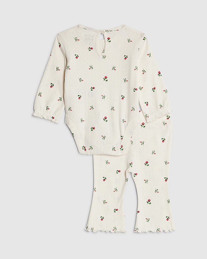 River Island Baby Girls Cream Floral Bodysuit Set
