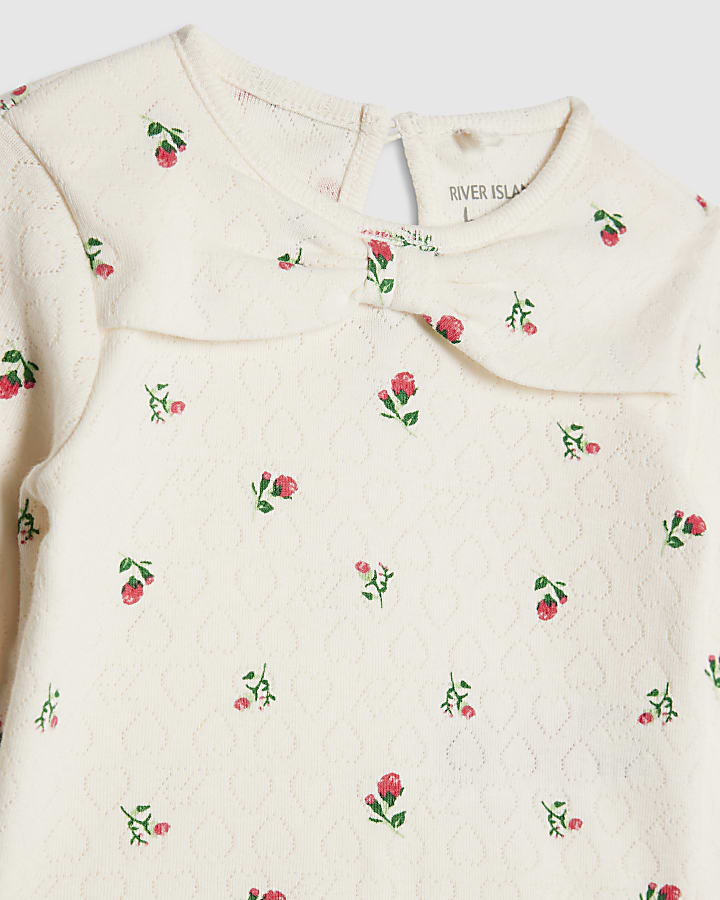 River Island Baby Girls Cream Floral Bodysuit Set