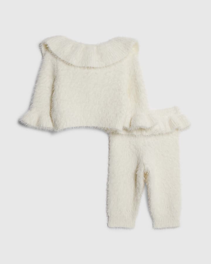 River Island Baby Girls Cream Fluffy Cardigan Set