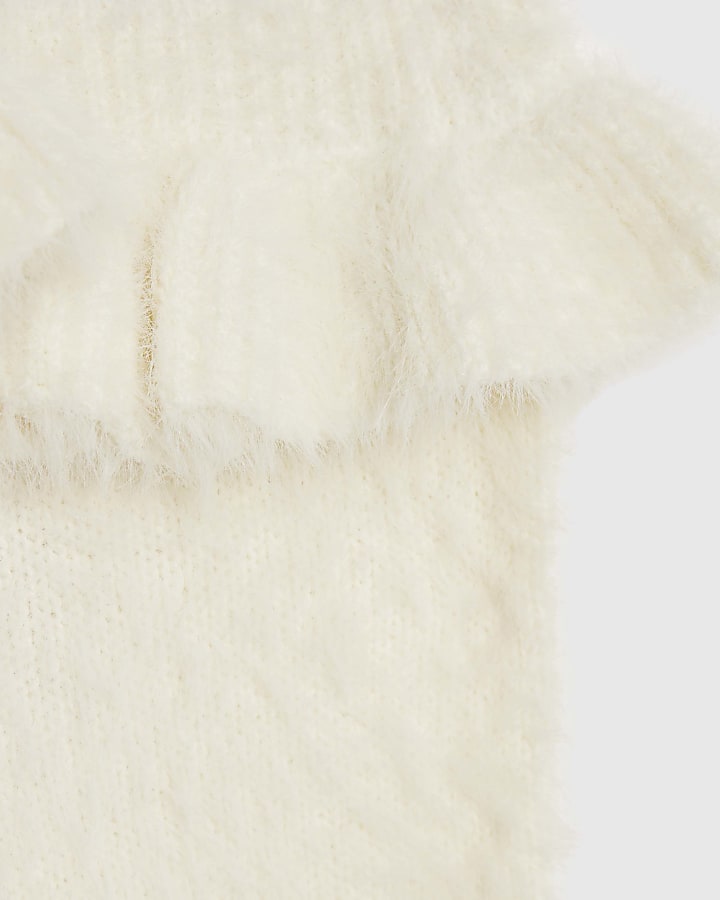 river island Baby Girls Cream Fluffy Cardigan Set