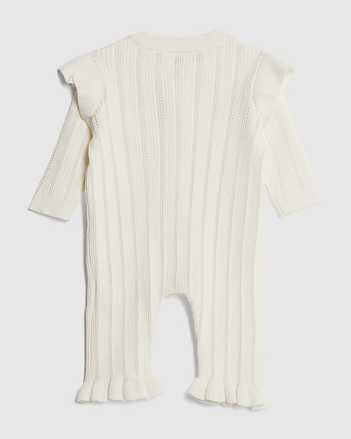 River Island Baby Girls Cream Pointelle Romper