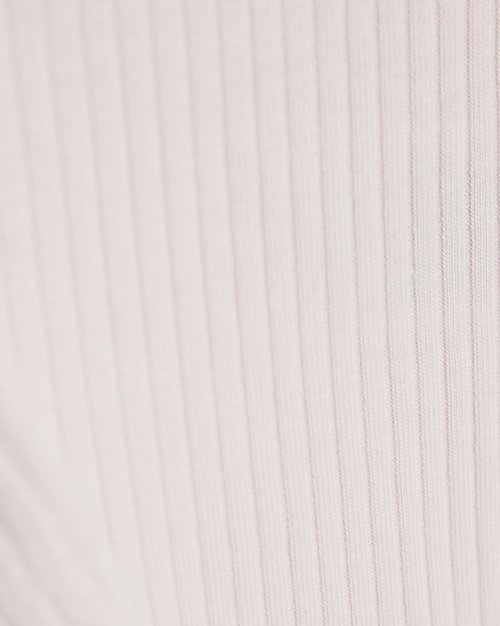 River Island Baby Girls Cream Ribbed Bow Top Set